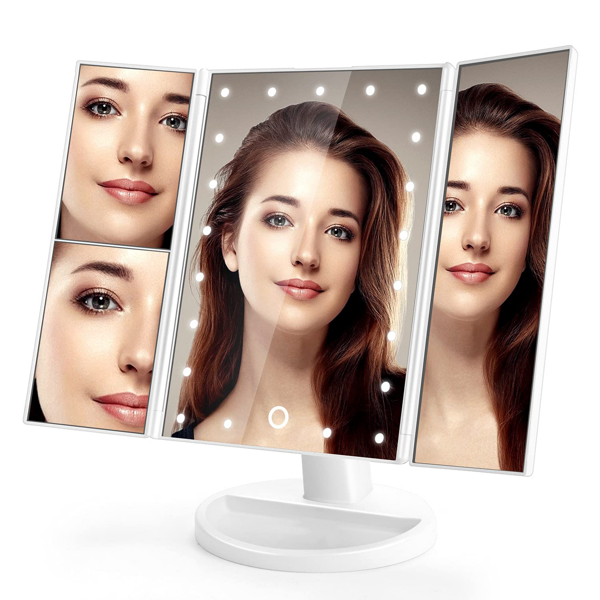 Rechargeable LED Makeup Mirror — 360° Rotating with Magnification