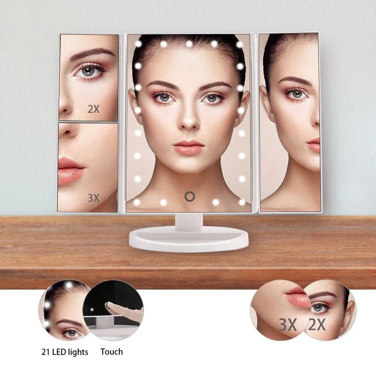 Rechargeable LED Makeup Mirror — 360° Rotating with Magnification