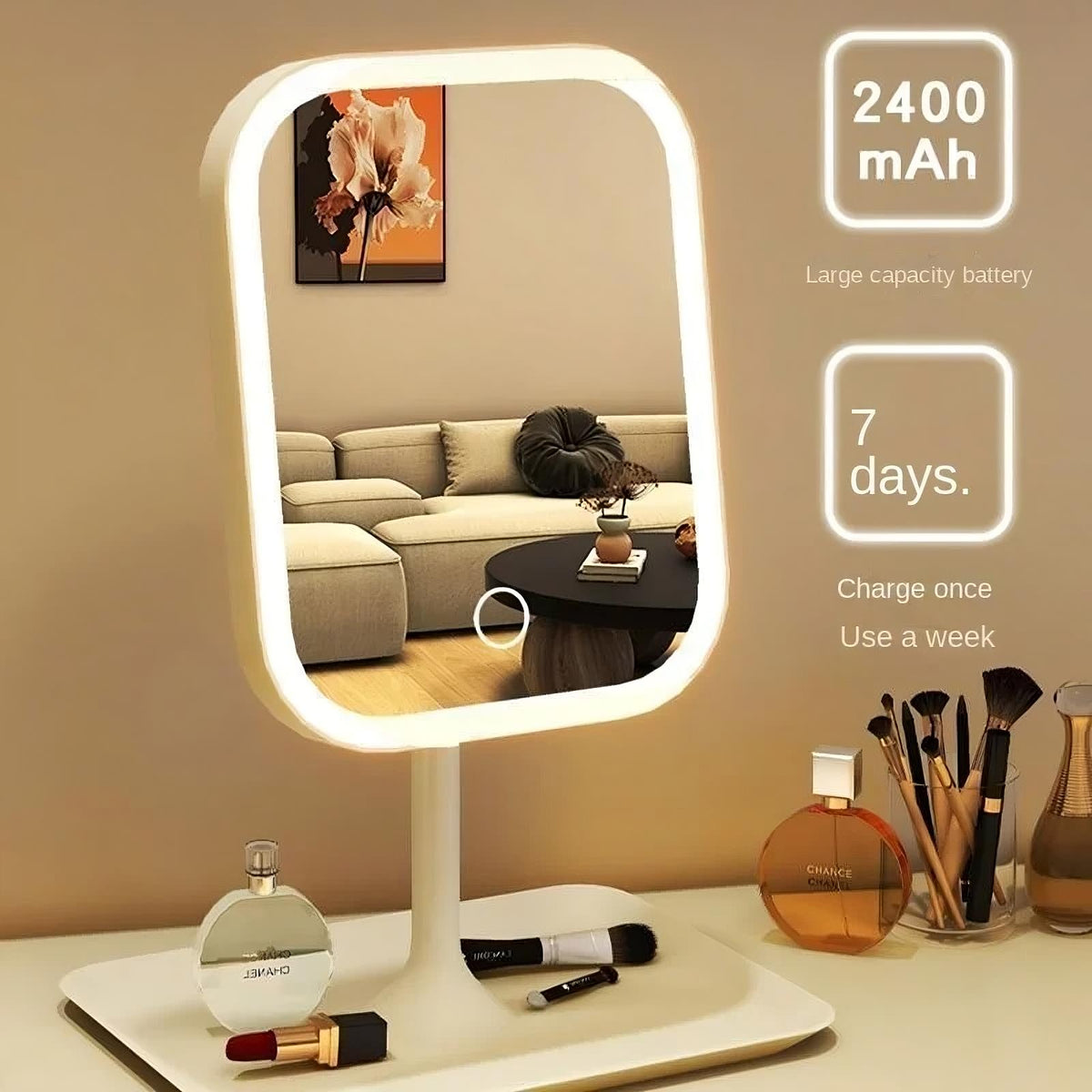 LED Vanity Makeup Mirror — Touch Dimming