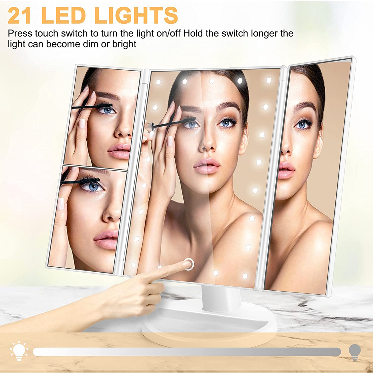 Rechargeable LED Makeup Mirror — 360° Rotating with Magnification