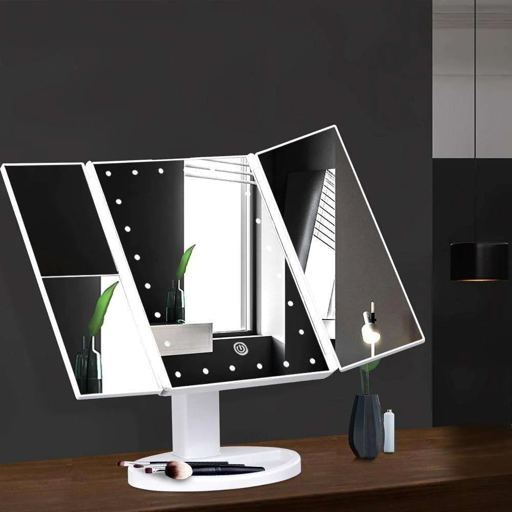 Rechargeable LED Makeup Mirror — 360° Rotating with Magnification