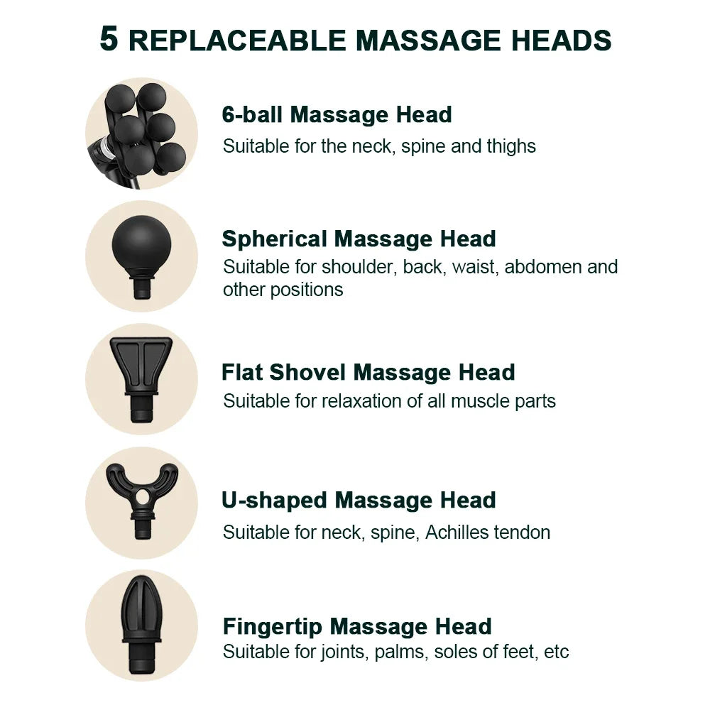 Handheld Fascia Gun — 6 Massage Heads
