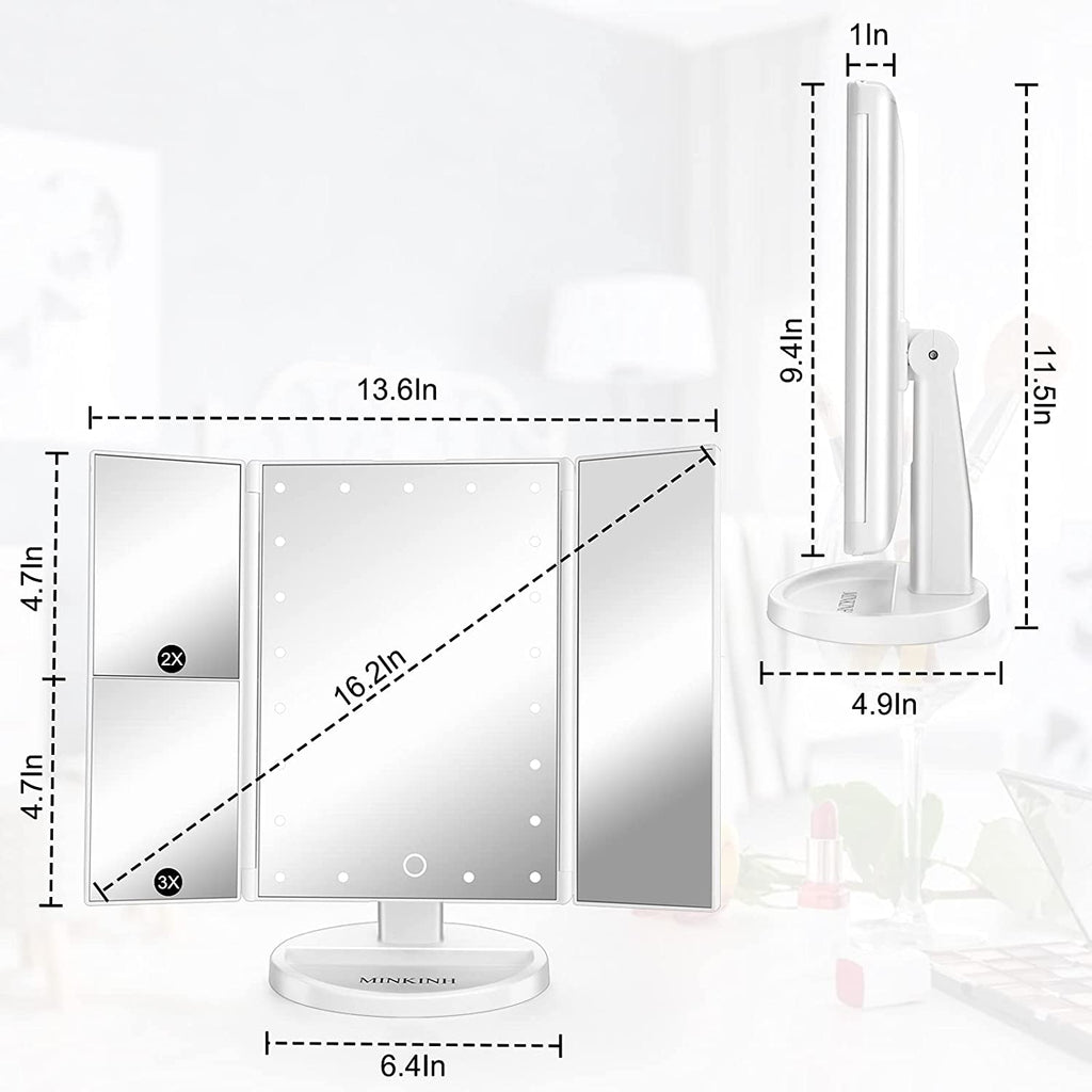 Rechargeable LED Makeup Mirror — 360° Rotating with Magnification