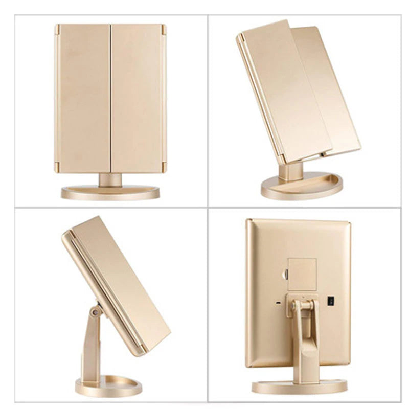 Rechargeable LED Makeup Mirror — 360° Rotating with Magnification