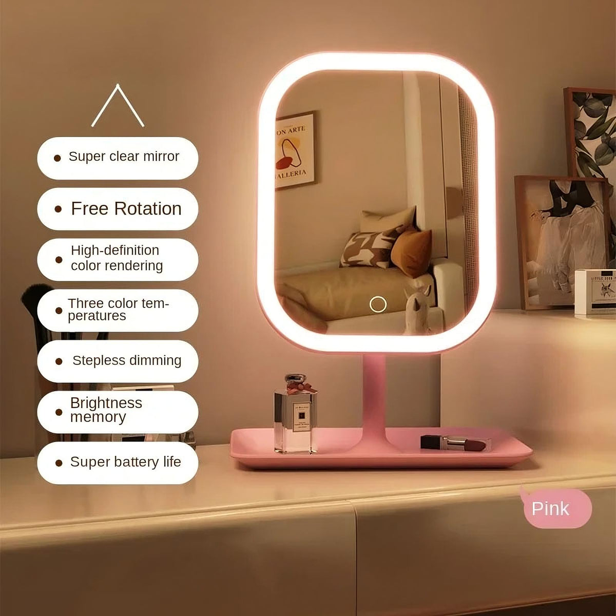 LED Vanity Makeup Mirror — Touch Dimming