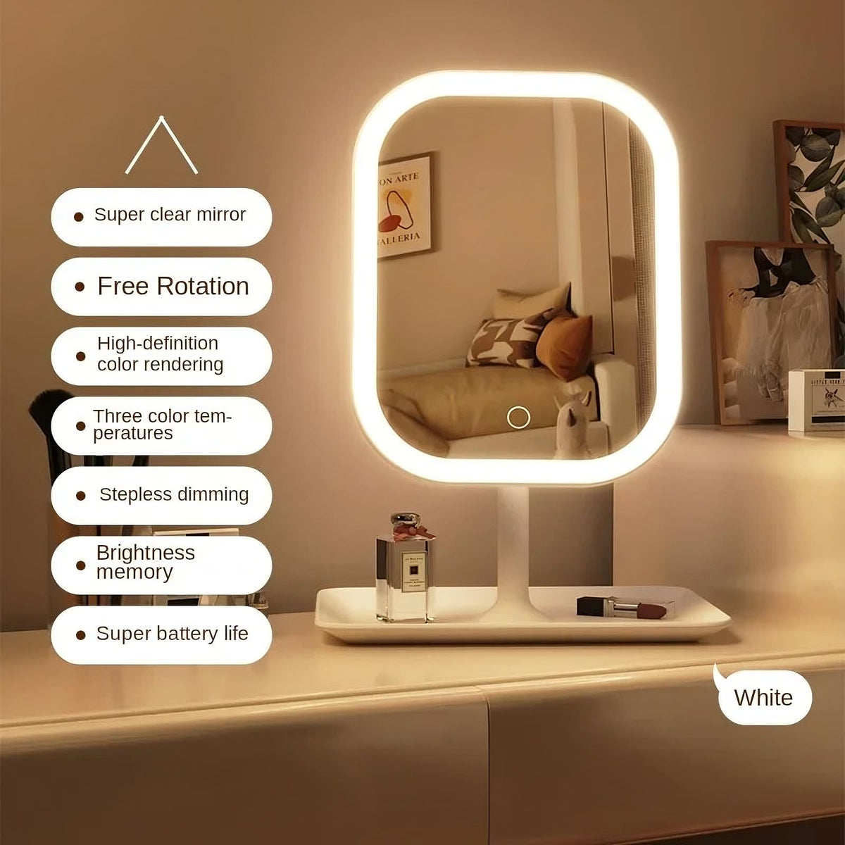 LED Vanity Makeup Mirror — Touch Dimming